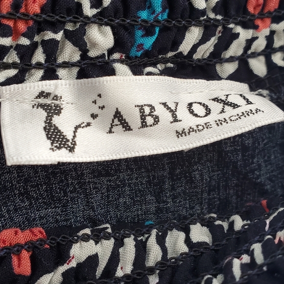 ABYOXI | Lightweight Navy "Embroided" Floral Print Mini Dress in Large - Picture 7 of 13